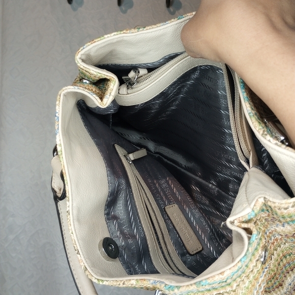 Vera Wang Woven Straw Chevron Zig Zag Hobo shoulder style Handbag - Picture 6 of 8